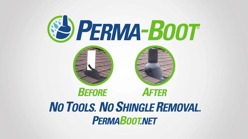 82873 4-Inch Roof Vent Pipe Boot Repair, No-Tools Install, Black