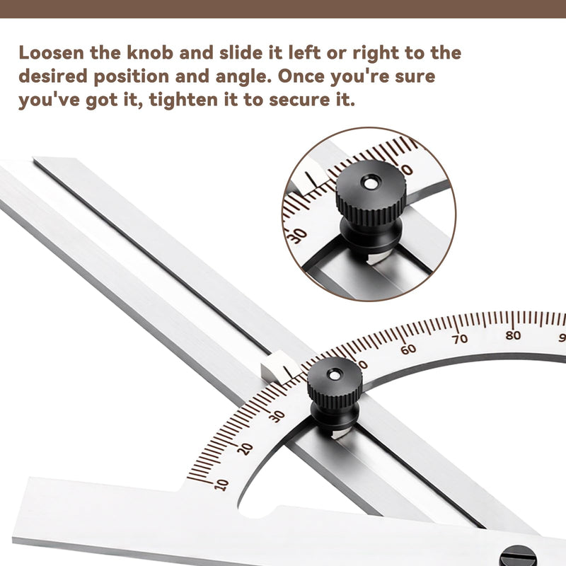 12" Steel Protractor Angle Finder Sliding Bevel Gauge Metal Protractor for Construction Jobs, Cabinet-Making and Fine Carpentry, Measuring Tool for Carpenters & Woodworking Hobbyists
