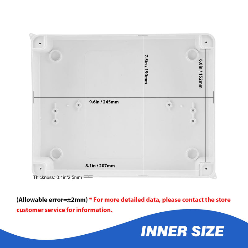 Waterproof Electrical Junction Box (10"x7.9"x3.1") with 12 Reserved Holes for Electronics - Sturdy ABS Plastic IP65 Dustproof Project Enclosure - White, (255x200x80mm) 10" x 7.9" x 3.1"