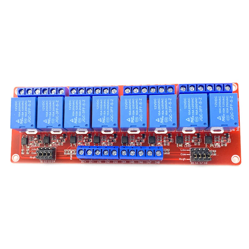FainWan 12V 8 Channel Relay Module with OPTO-Isolated High and Low Level Trigger 8 Ways Relay Switch Module Compatible with Ar-duino