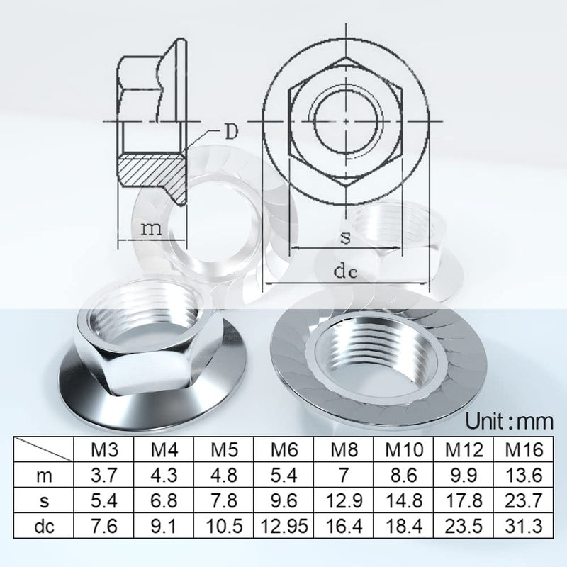 M8x1.25 Flange Galvanized Black Nut Hex 304 Stainless Steel Types ROARADE Serrated and Flat (M8x1.25 304 Galvanized Black 30 PCS) M8x1.25 304 Galvanized black 30 PCS