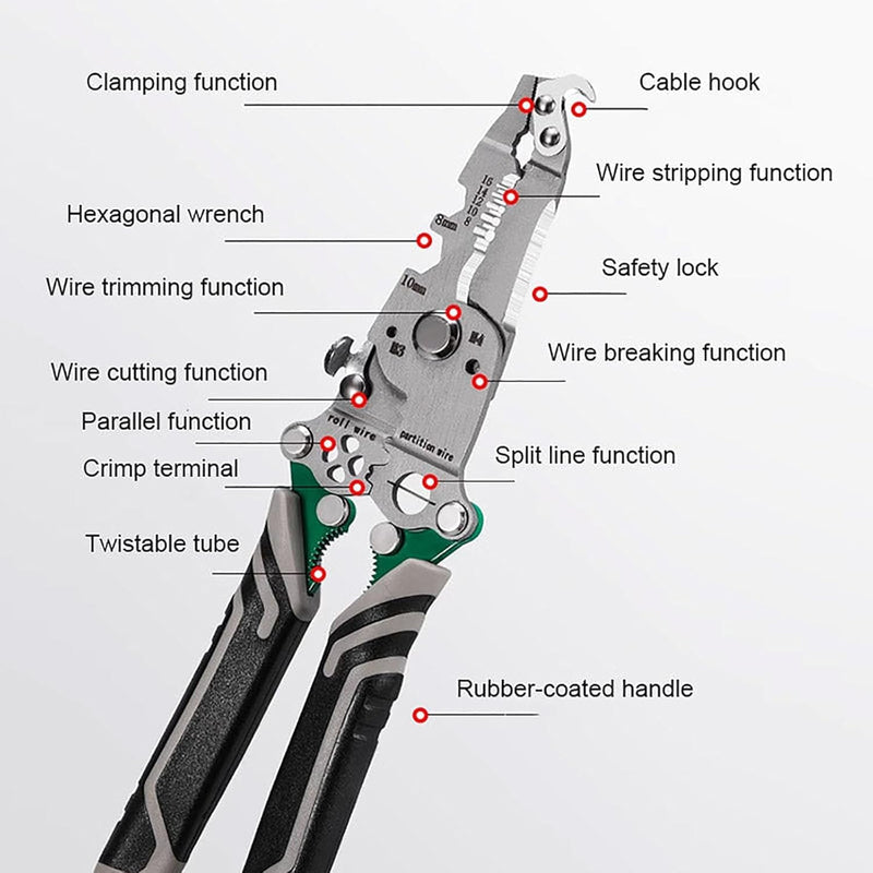 18 in 1 Foldable Wire Stripper, 2025 Upgraded Multifunctional Foldable Professional Wire Stripper, Multifunctional Wire Stripper Crimper Cable Cutter Pliers, Wire Stripper Tool (White) White