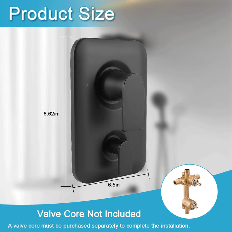 T2470BL Shower Handle 3-Function Transfer Valve Shower Trim Kit, Replacement for Moen T2470BL Genta LX Posi Temp Series, Matte Black (Valve Not Included)