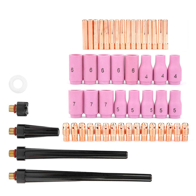 Welding Torch Parts, 20 torch consumable consumables 53 Pcs/Set Welding Torch Body Parts Gas Lens Nozzle Collet Cup Kit Accessories