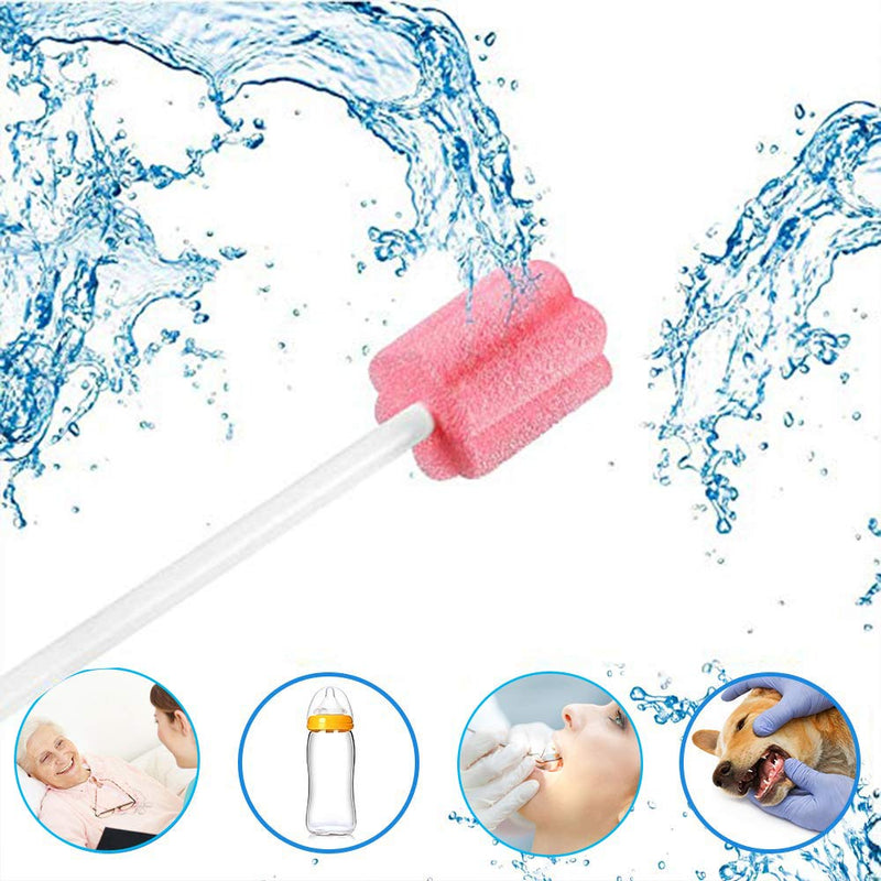 Wellgler's Oral Care Swabs Disposable- Pink 100 Counts Plum shape pink 100