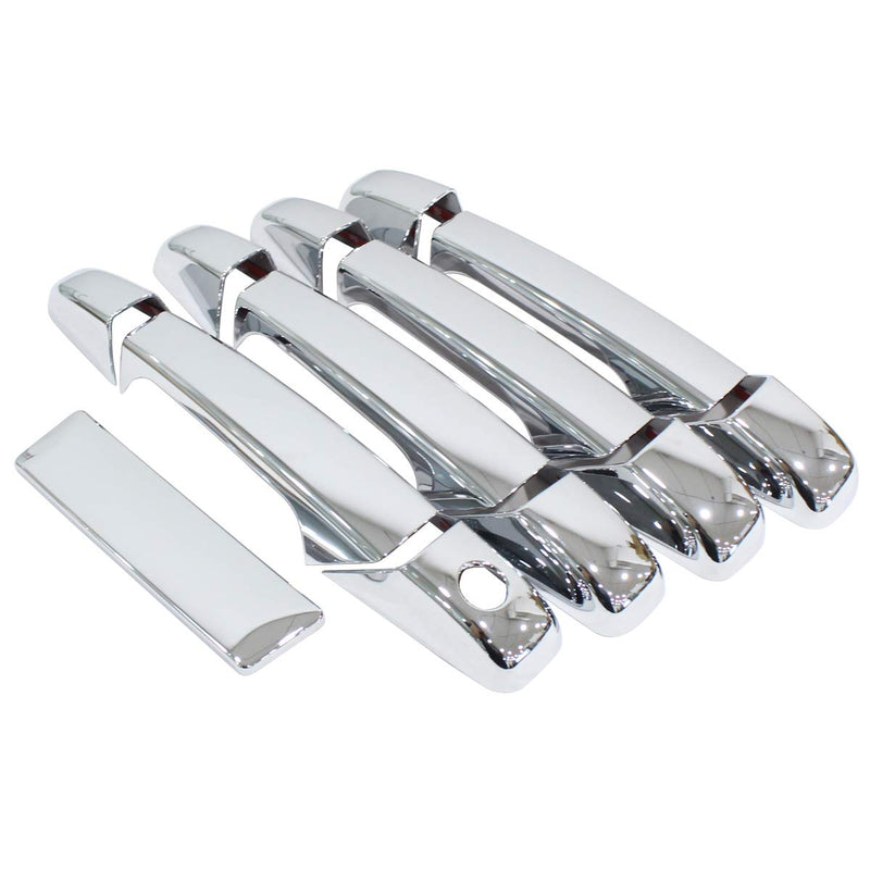 NewYall Pack of 4 Chrome Exterior Outside Outer Door Handle and 2 Upper Half Mirror and Trunk Liftgate Tailgate Handle Cover for Chevrolet Silverado 2007-2014