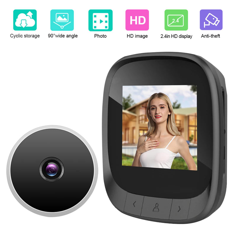 Digital Door Viewer, 2.4in Smart Visual Video Peephole WLAN Electronic Peephole viewer Security Eye Monitoring Camera with Infrared & HD LCD Screen 90° Wide Angle Support Recording/Snapshot