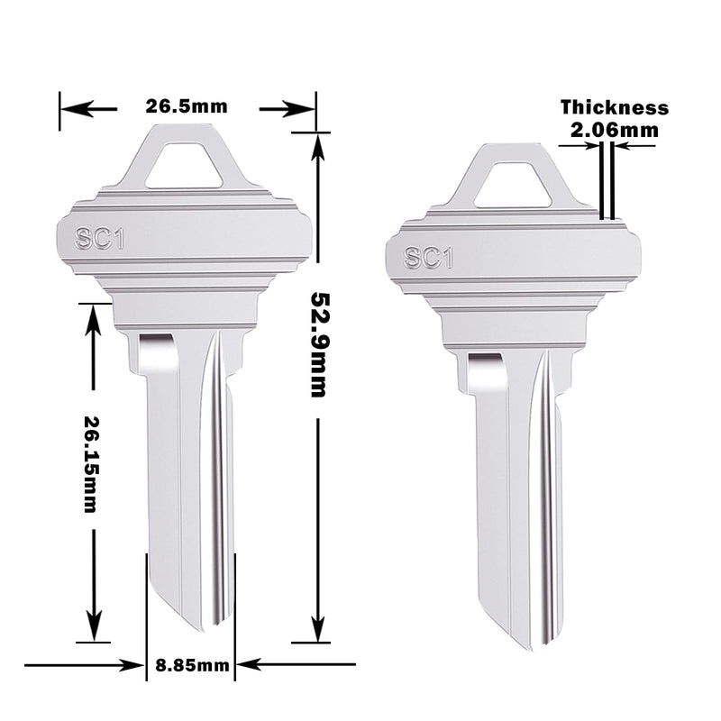 SC1 Key Blanks Pack of 100 Uncut Blank Keys for Home and Professional Use, Copper Structures Blank Keys Compatible with 5-Pin Pack of 100 SC1 Blank Keys