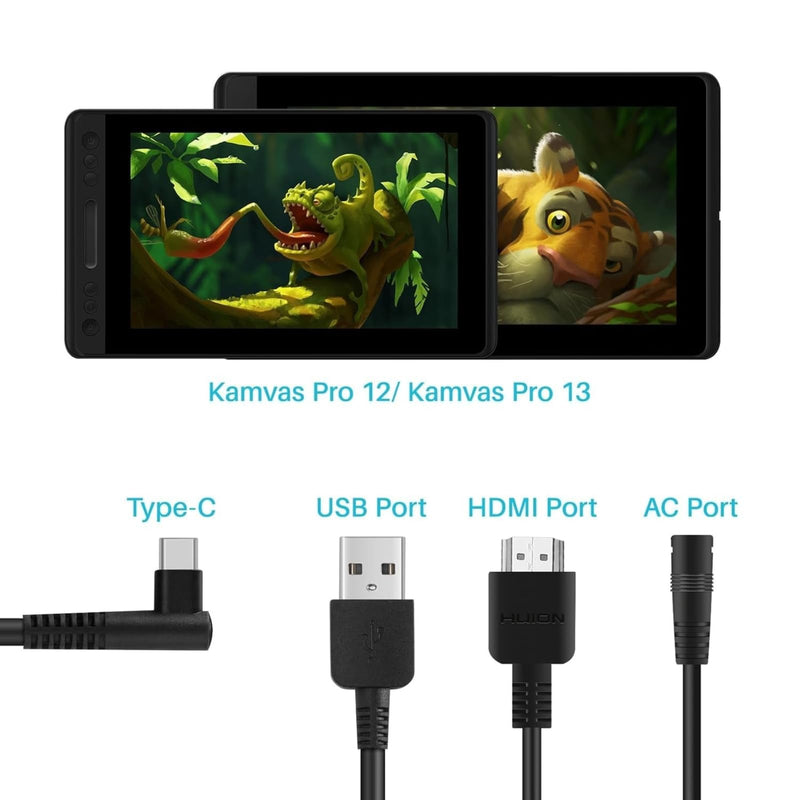 3-in-1 Cable Suitable for Huion KAMVAS Pro 12/13/16 Graphics Drawing Monitor