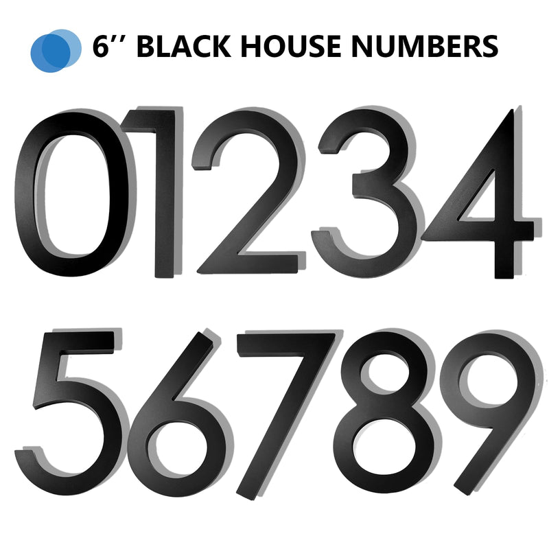 House Numbers for Outside, 6 inch Modern Floating Address Numbers for Front Door, Street, Apartment, Farmhouse, High Visibility Numbers Enhance Home's Exterior Charm, Black(House Numbers 2) House Number 2