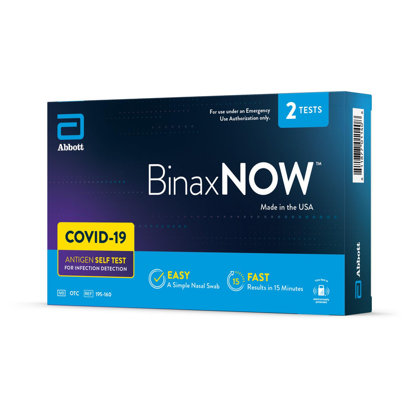 BinaxNOW COVID-19 Antigen Self Test, 1 Pack, 2 Tests Total, COVID Test With 15-Minute Results Without Sending to a Lab, Easy to Use at Home 2 Test Total