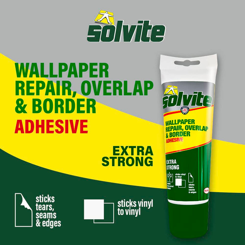 Overlap & Border, Ready to Use Wallpaper Paste for Hanging Borders & Overlapping Seams, Strong Glue, Easy-to-Use Wallpaper Glue for Quick Wallpaper Repairs, 1x240g