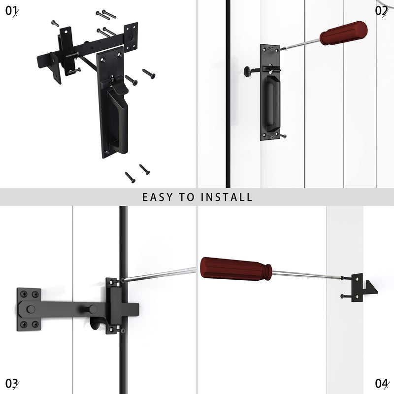 Sdstone Heavy Duty Gate Latch for Wooden Fence，Two Sided Gate Latch for Outdoor Fence， Door Latch Gate Hardware for Wooden Gates, Pool Gate, Backyard, Garden（Black） GL-2