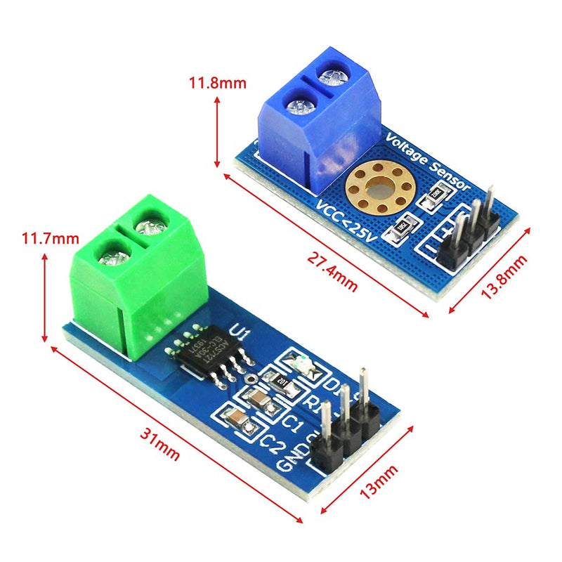 2pcs ACS712 Hall Effect Current Sensor Module 30A Range ACS712 Module ...