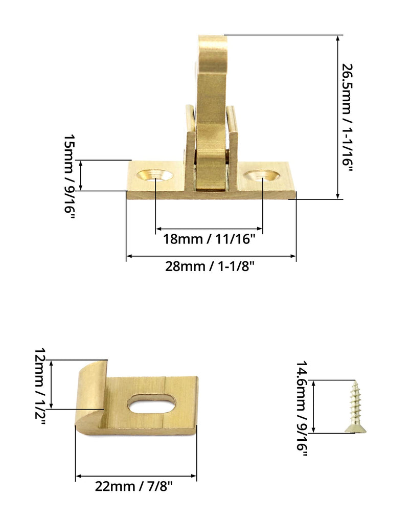 QWORK Brass Heavy Duty Elbow Latch Cabinet Door/Window Catch, 4 Pack Elbow Latches with Mounting Screws, for Bedroom Bathroom Window Cabinet and Closets Door Window Catch, Home/Office 4 Sets