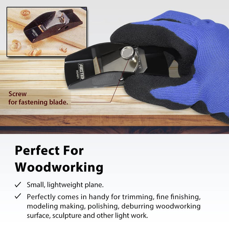 FIRSTINFO H5401 Mini Hand Plane Small Lightweight Steel Body Trimming Plane for Woodworking/Trimming/Wood Planing Mini Hand Plane (Black)