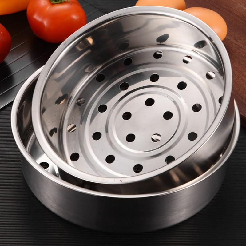 Cabilock Household Steamer Dish Set of 2 8.85 in Thicken Steamer Basket Stainless Food Insert for Rice Cooker Steaming Fish Shellfish Lobster Beef Pork Broccoli Poultry 22.5x22.5cmx2pcs Silverx2pcs