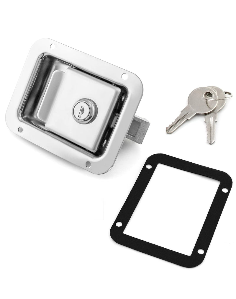 QWORK Travel Trailer Lock, 4 Pack, Stainless Steel Flush Mount Handle Latch Door Lock for Trucks, Tool Boxes, 4 Lock with 8 Keys