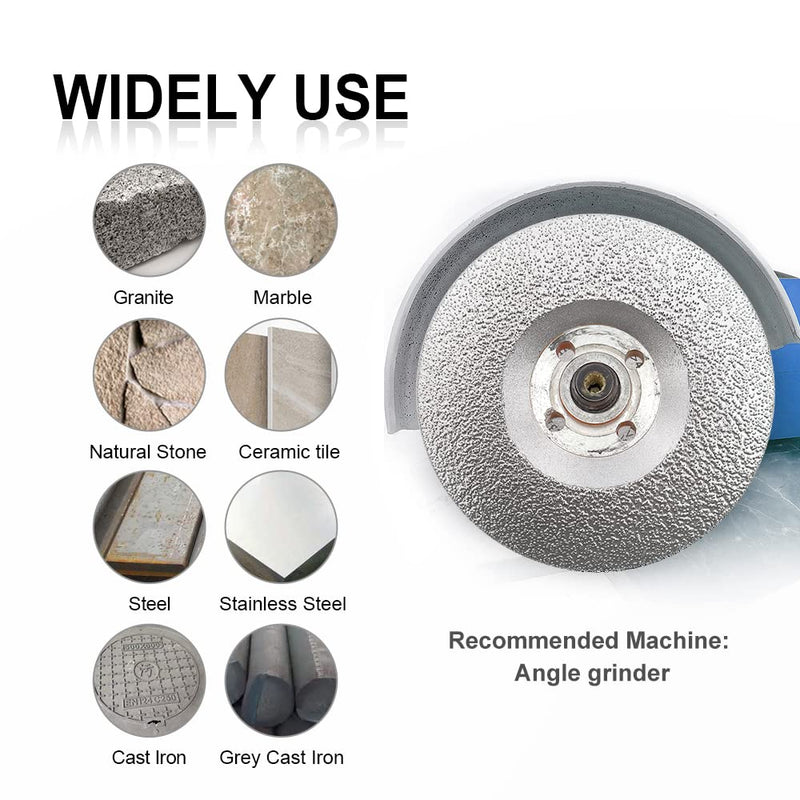 SHDIATOOL Diamond Grinding Cup Wheel 4-1/2 Inch for Granite Marble Iron Steel Masonry Convex Vacuum Brazed Grinding Disc Fits 7/8 Inch Arbor 115mm 115mm(4-1/2 In.)