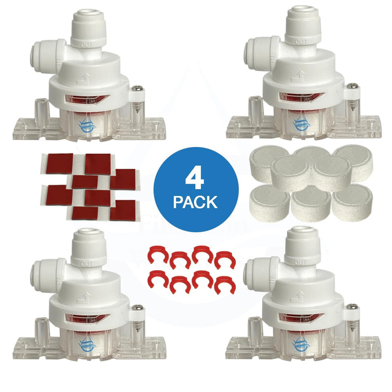 Leak Stop Valve, Individually Packed, Water Guard+ Water Leak Protection Valve, For Reverse Osmosis, Under Sink, or 1/4" Plumbed System, Mechanical Auto Shut Off Device in The Event of A Leak (4 Pack) 4 Pack