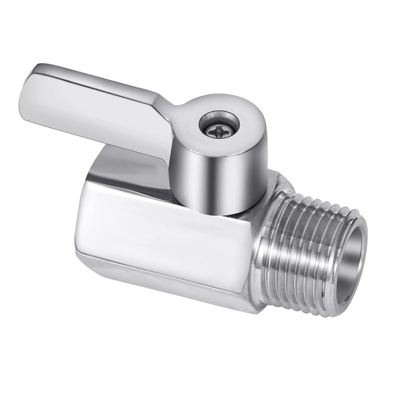 Shower Head Shut Off Valve, 304 Stainless Steel Mini Ball Valve NPT Thread(1/2" Male x 1/2"Female),Shower Head Flow Control Valve,Water Flow Control Valve（1 Pack） 1 Pack 1/2" NPT Shut Off Valve