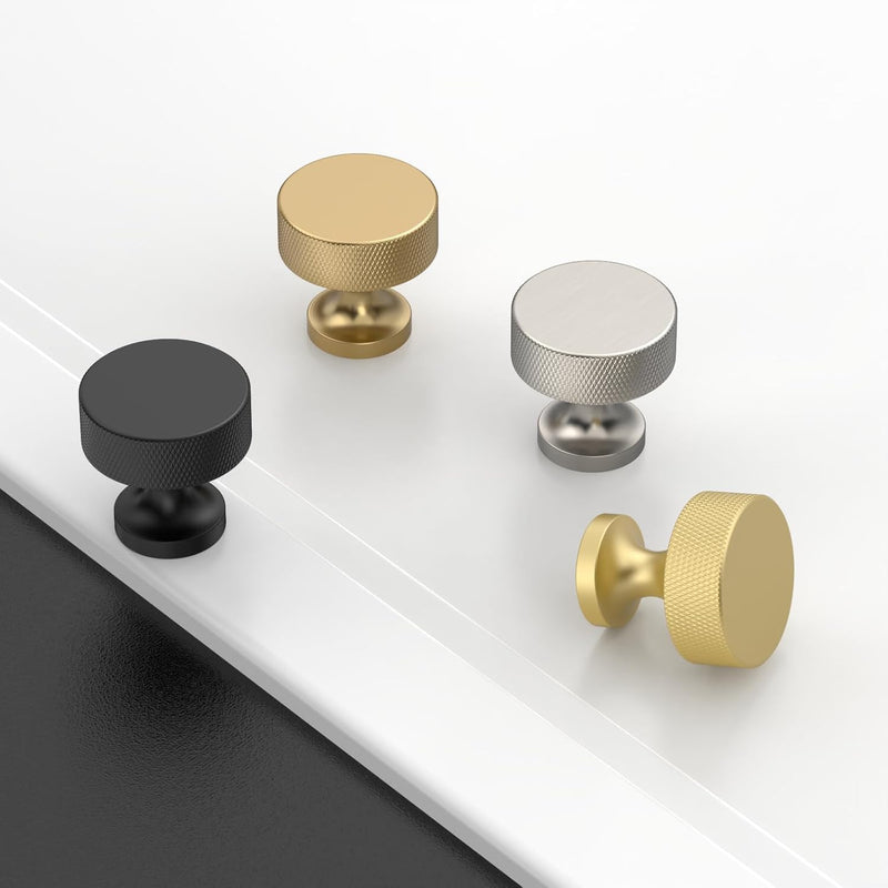 Matte Black Knurled Cabinet Knobs Round Drawer Pulls 30 Pack Matte Black Flat Round Knobs