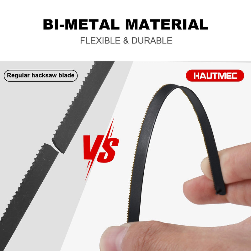 HAUTMEC 6inch Professional Bi-Metal HSS Blades 10 Pack Mini Hacksaw Replacement Blades Set 24 TPI High Speed Steel Grounded Teeth 6" 10Pack Hacksaw Blades