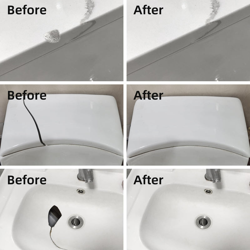 Tub Repair Kit White, Fiberglass Shower tub and Porcelain Sink Repair Kit, Acrylic, Enamel, Ceramics Tile Toilet and Shower Bath Repair Kit, Repair Cracks, Fragments, Holes and pits