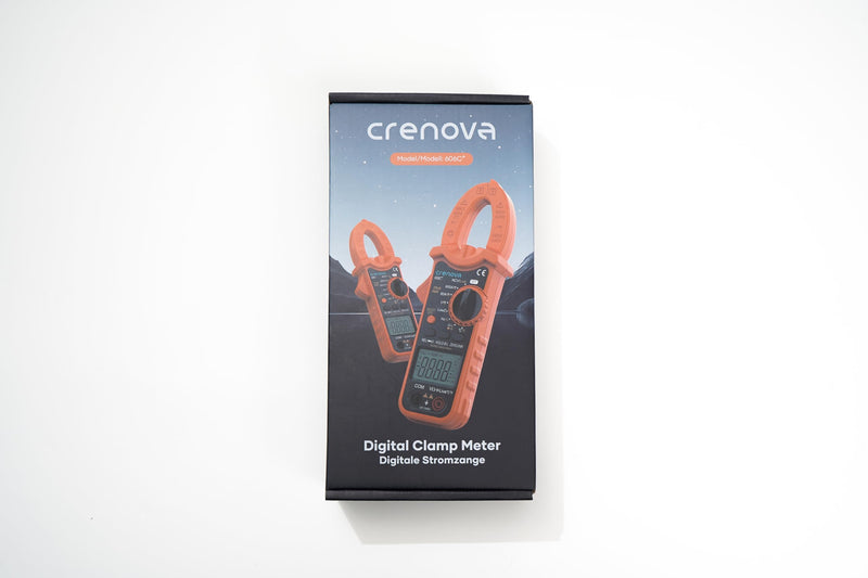 Crenova Digital Clamp Meter, TRMS Clamp Multimeter, 6000 Counts Amp Tester for AC/DC Current/Voltage, Resistance, Capacitance, Frequency, Duty Cycle, Temperature Continuity, Diode, NCV, Live Wire Test