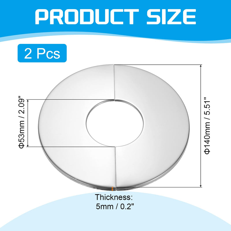 PATIKIL Wall Split Flange 2" (53mm),2 Pcs Stainless Steel Round Self-Adhesive Escutcheon Plate Plumbing Wall Cover for Kitchen Bathroom Arm Pipe Faucet Decoration, Silver 2 Inch