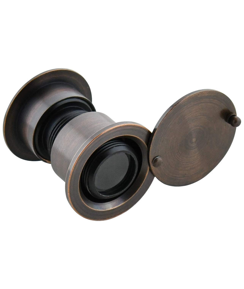 Earl Diamond - Solid Brass Door Viewer Peephole, 220-Degree Security Peephole with Heavy Duty Rotating Privacy Cover for 1-21/32" to 2-1/8" Doors for Home Office Hotel - Oil Rubbed Bronze Finish Brushed Oil Rubbed Bronze