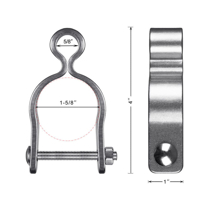 304 Stainless Steel Chain Link Fence Gate Frame Female Hinge for Chain Link Fence Post, 2pcs Post Female Hinges with 5/8'' fit 1-5/8''Outer Diameter Post/Pipe, Bolt/Nut Included Female-1-5/8''-2pcs