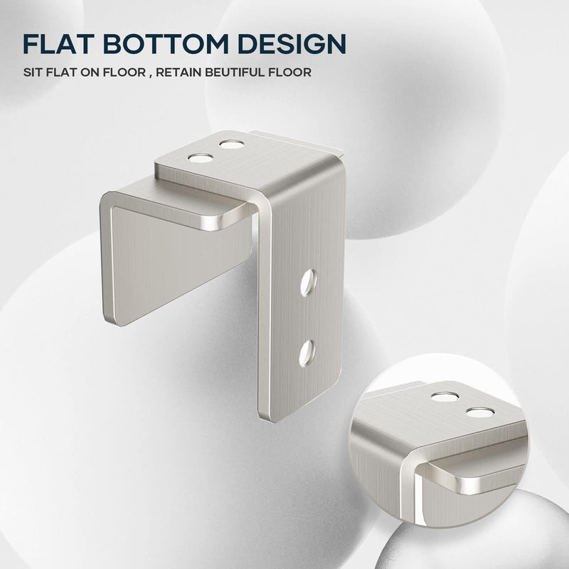 EaseLife Sliding Barn Door Bottom Floor Guide,U Shape,Flexible Adjustable Fit Distance,Flush Flat Bottom Design,Wall Mount System,for Door & Cabinet,Brushed Nickle,2 Pack 2 Pieces Nickel
