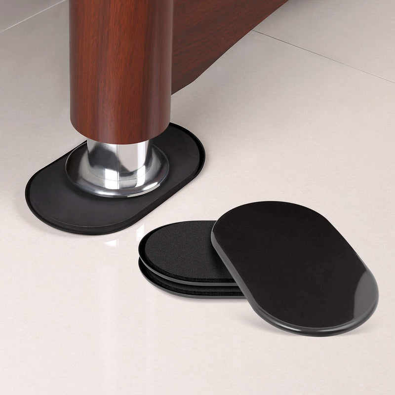 8 Pack Large Furniture Movers Sliders for Carpet, 9 1/2" x 5 3/4" Reusable Oval Furniture Moving Pads, Sliders for Moving Heavy Bed Sofa Fridge Couch Cabinet, Move Items Quickly and Easily (Black) Black 9 1/2" x 5 3/4"