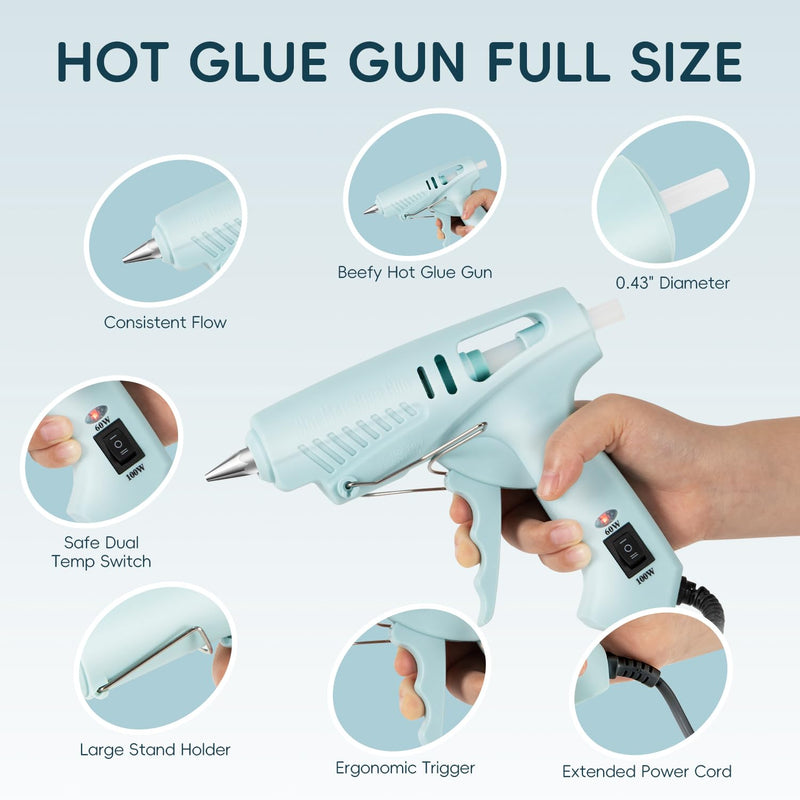 deli Professional Heavy Duty Glue Gun, High Temperature, Industrial Strength, with Stand (60W/100W Dual Power) 60W/100W Dual Power