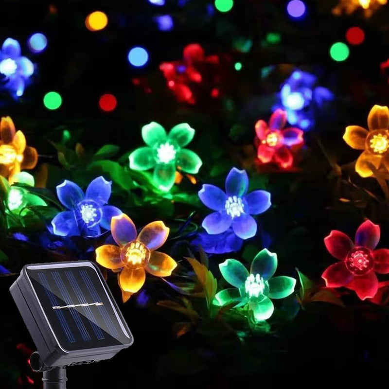 ITICdecor Solar String Flower Lights Outdoor Waterproof 50 LED Fairy Light Decorations for Garden Fence Patio Yard Christmas Tree, Lawn, Party (Multi-Colored) Multicolor