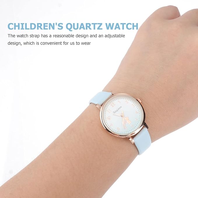 LEDMOMO Kids Watch, Student Watch, Wristwatch, Children, Water Resistant, 32.8 ft (10 m), Cat Pattern, Cute, Cat Clock, Girls, Students, Pink, Sky-blue - NewNest Australia