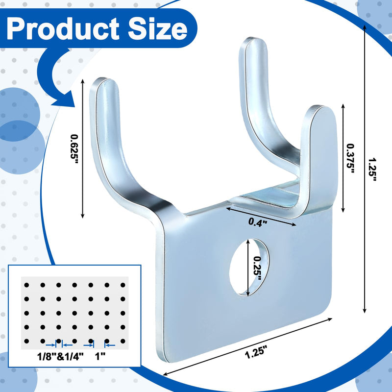 Tandefio 50 Pcs Pegboard Hooks Metal Prong Hook Peg Board for Hanging Hangers for Wall Picture Jewelry Display Tool (Silver) Silver