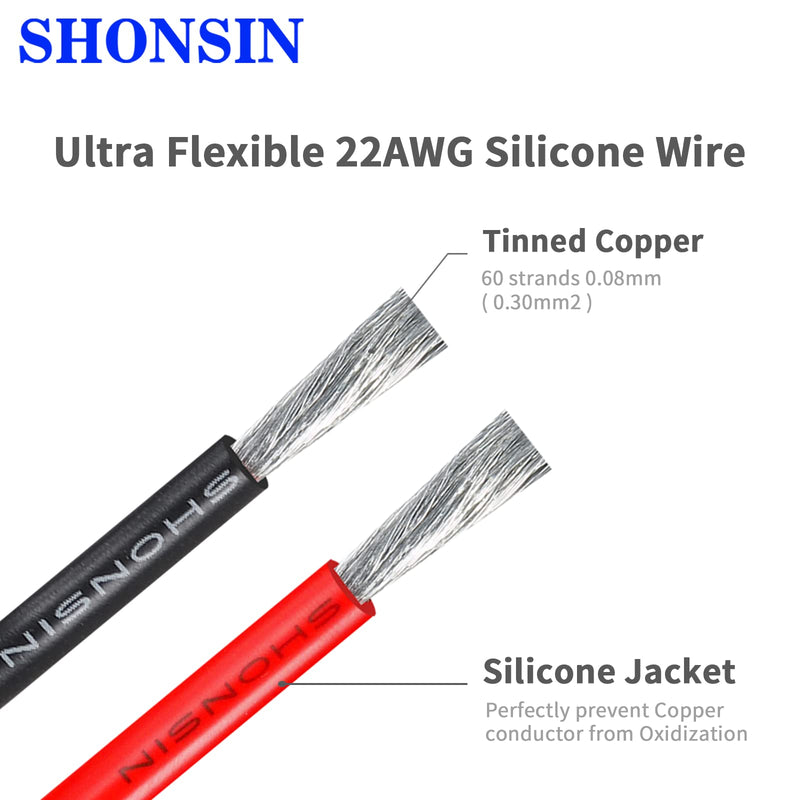 Shonsin 22 Gauge Silicone Wire 400ft Orange Spool, Flexible 22 AWG Electrical Wire 60 * 0.08mm Stranded Tinned Copper 600V 200℃ - Hook Up, Model Cars/Ships/Planes