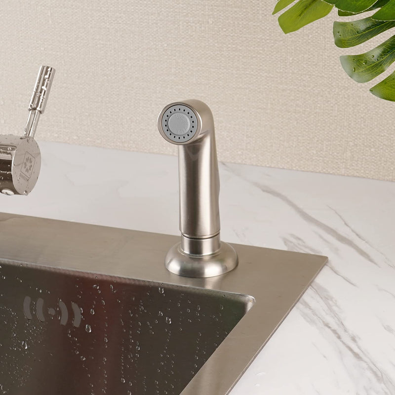 Hygie Rinse Kitchen Sink Side Sprayer Head Replacement Universal Sink Sprayer Attachment Compatible with Delta, Moen, Kohler OEM Brand, Kitchen Sink Faucet Sprayer Head - Brushed Nickel Handy Design