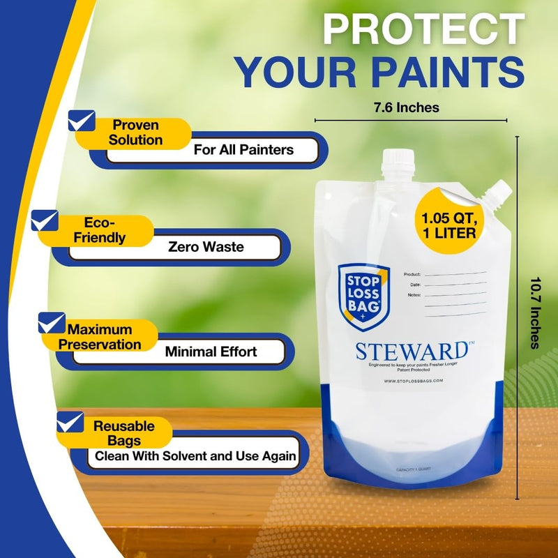 8 Reusable Paint Storage Bags 1L Leftover Paint Containers, Funnel and Clip 34 Oz