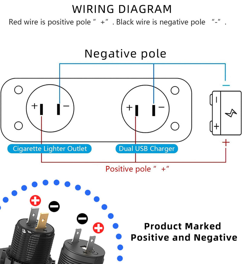 12V USB Outlet,2 in 1 Marine Switch Panel,Aluminum Alloy PD3.0 and Dual QC3.0 Multi Ports Car Charger with LED Voltmeter Power Switch, 120W Cigarette Lighter Socket, for Boat Truck RV 2in1 Dual QC3.0 and PD3.0