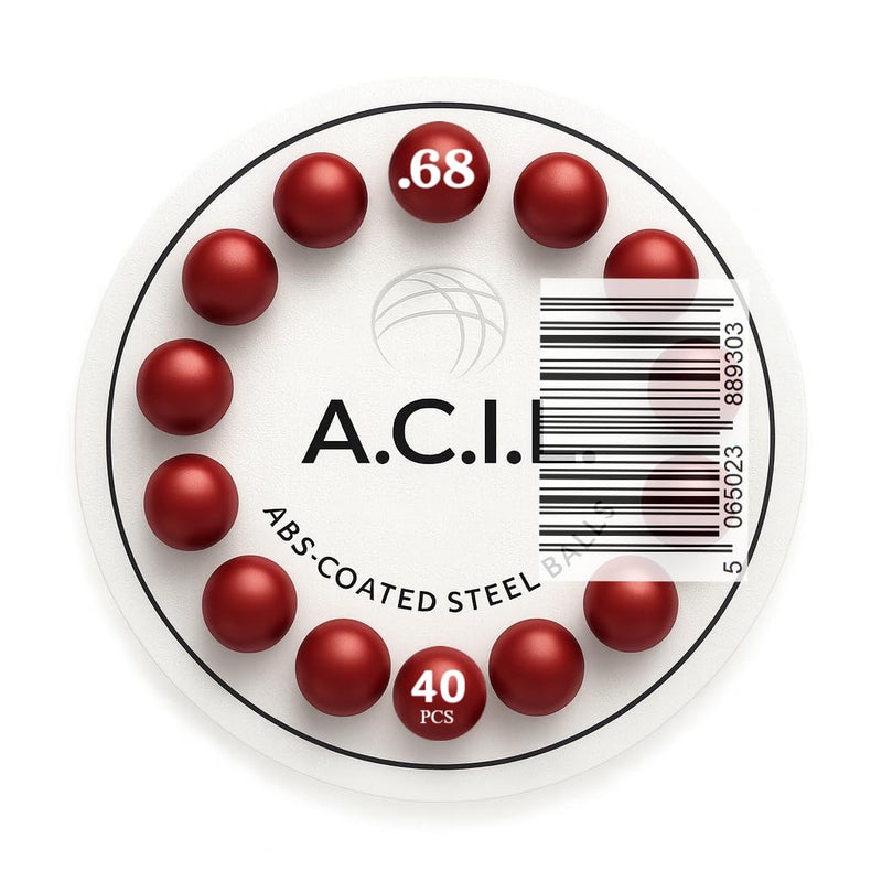 A.C.I.L. ABS-Coated Steel Balls, 17.25mm, Red, 10 grams Nylon-Steel .68, 40 Pieces