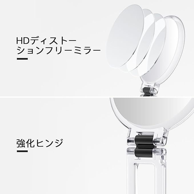 Beautifive Hand Mirror Magnifier 10x Folding Makeup Mirror with Double-Sided Handle Compact Mirror 10x and 1x Tabletop Mirror Lightweight Compact Easy to Carry Round 15CM Clear - NewNest Australia
