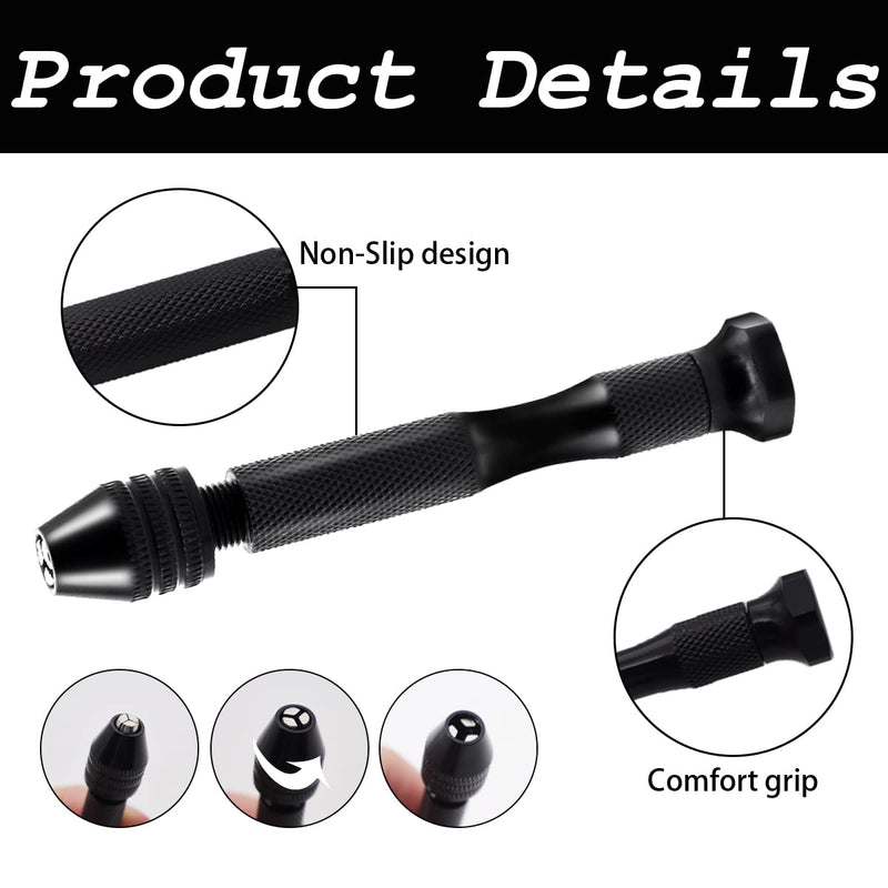 Dianrui 60PCS Pin Vise Hand Drill Set including Elbow Tweezers, 10PCS PCB Mini Drill Bits, and 48PCS 0.3-3.5mm Micro Twist Drill Bits, Used for Jewelry, DIY, Resin or Model Making Etc 60 set