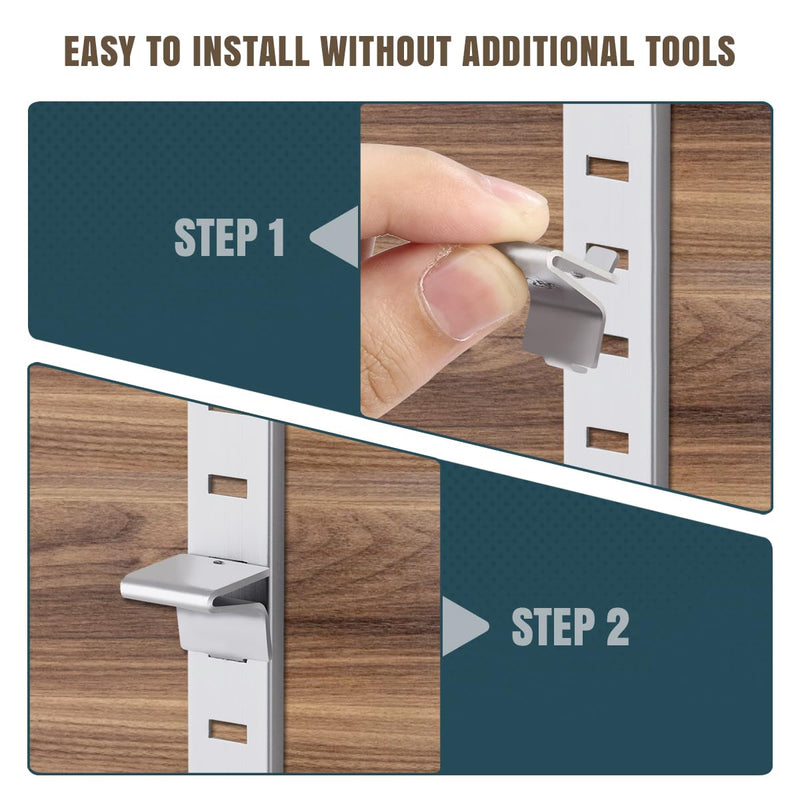 Lenink 28 Piece 256P-ZC Adjustable Pilaster Shelf Clip Shelving Brackets Clips for Metal and Wood Shelving