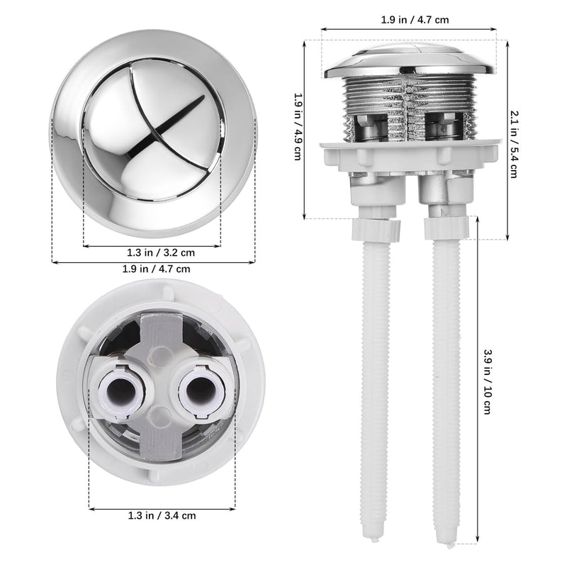 Osaladi Dual Flush Toilet Water Tank Push Button Rod Replacement Silver Plastic Toilet Button for Most Cistern Lid Holes Easy Install Flush Kit for Glacier Bay