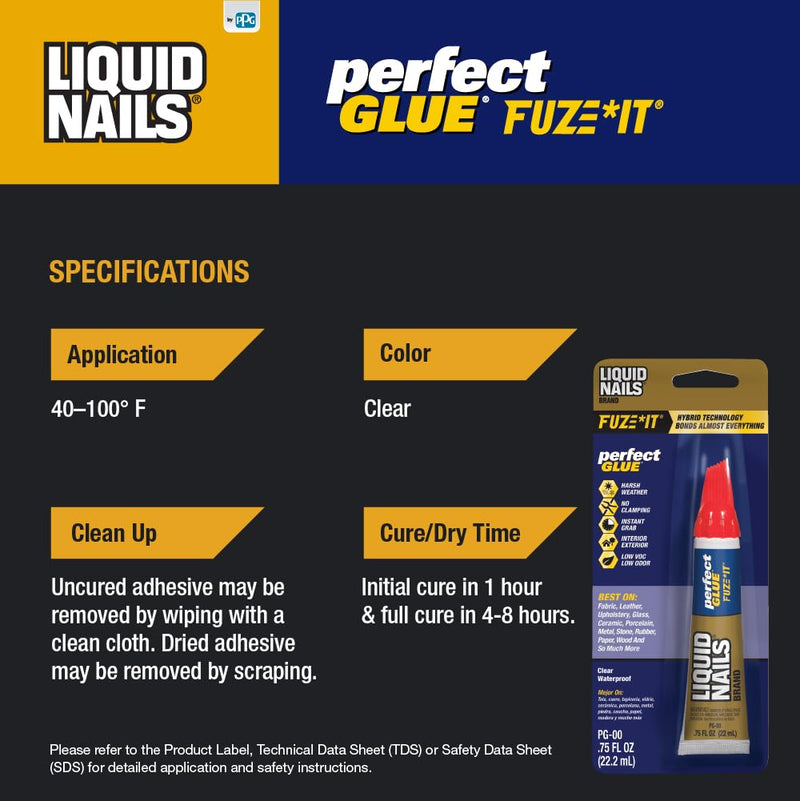 Liquid Nails Perfect Glue .75 oz. Clear Interior and Exterior Adhesive