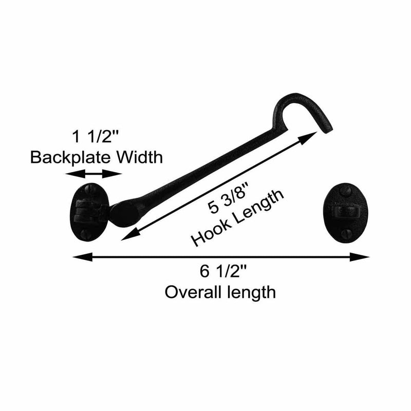 Renovators Supply Manufacturing Door Latch Lock 6 in. Cast Iron Swivel Style Hook and Eye Latch for Door in Oil Rubbed Bronze Finish with Mounting Hardware Pack of 2 6-inch Swivel Hook