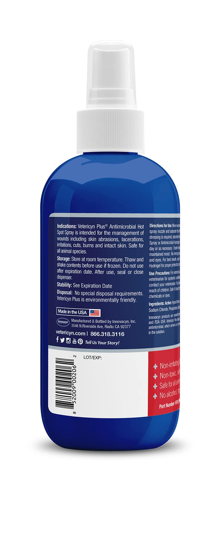 Vetericyn Plus Hot Spot Spray for Dogs Skin Sores and Irritations | Itch Relief for Dogs and Prevents Chewing and Licking at Skin, Safe for All Animals. 8 Ounces 8-Ounce